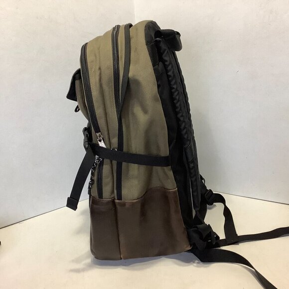 Vintage LL Bean Backpack Canvas Leather Bottom 18" x 13" - Picture 2 of 12